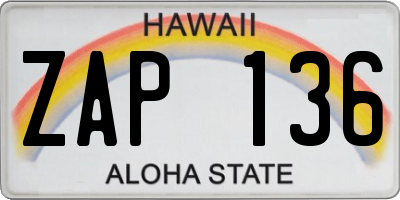 HI license plate ZAP136