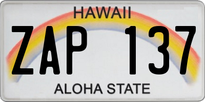 HI license plate ZAP137