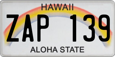 HI license plate ZAP139