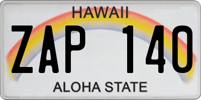 HI license plate ZAP140