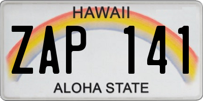 HI license plate ZAP141