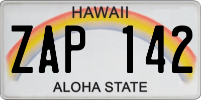 HI license plate ZAP142