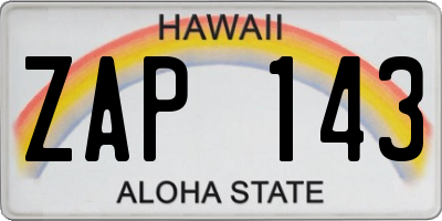 HI license plate ZAP143