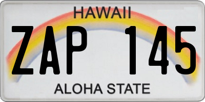 HI license plate ZAP145