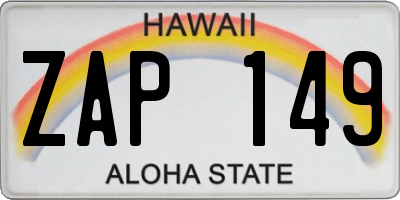 HI license plate ZAP149