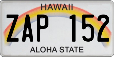 HI license plate ZAP152