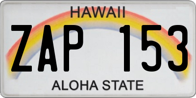 HI license plate ZAP153