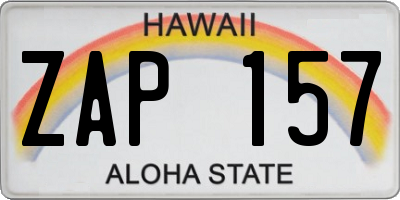HI license plate ZAP157