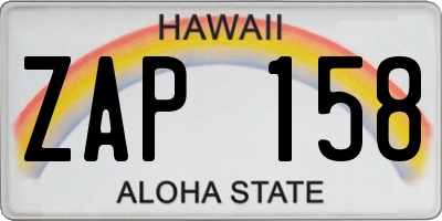 HI license plate ZAP158