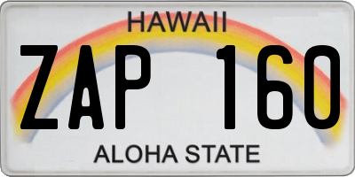 HI license plate ZAP160