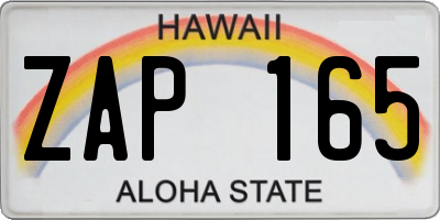 HI license plate ZAP165