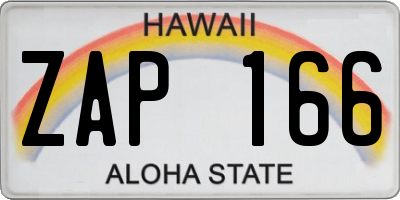HI license plate ZAP166