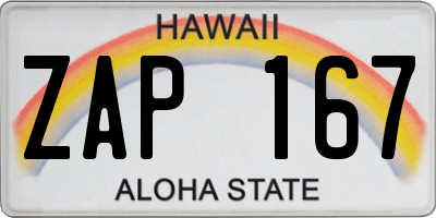 HI license plate ZAP167