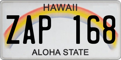 HI license plate ZAP168