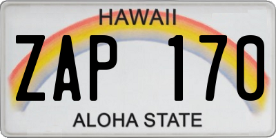 HI license plate ZAP170