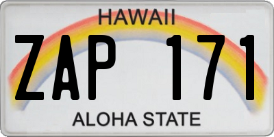 HI license plate ZAP171
