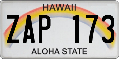 HI license plate ZAP173