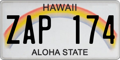 HI license plate ZAP174