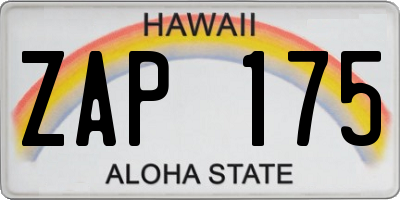 HI license plate ZAP175