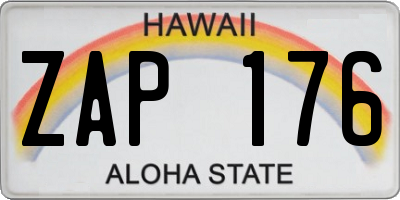 HI license plate ZAP176