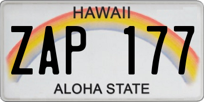 HI license plate ZAP177