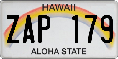 HI license plate ZAP179