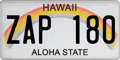 HI license plate ZAP180