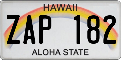 HI license plate ZAP182