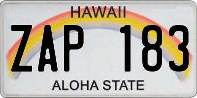 HI license plate ZAP183