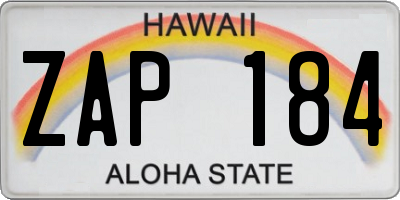 HI license plate ZAP184