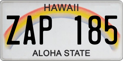 HI license plate ZAP185