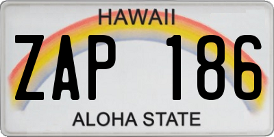 HI license plate ZAP186
