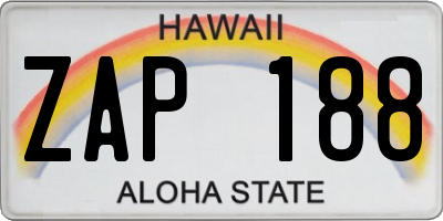 HI license plate ZAP188