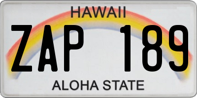 HI license plate ZAP189