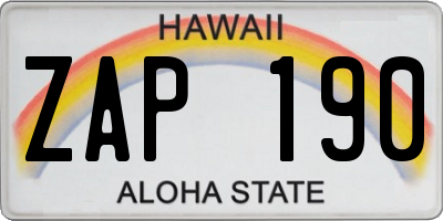 HI license plate ZAP190