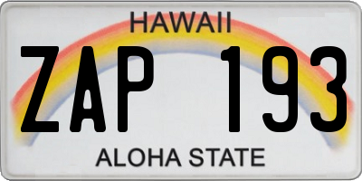 HI license plate ZAP193