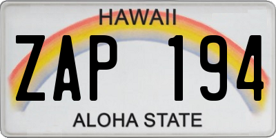 HI license plate ZAP194