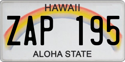 HI license plate ZAP195