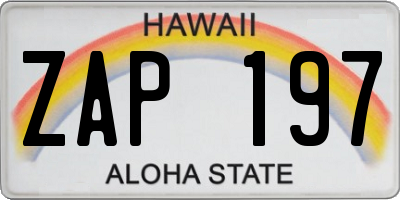 HI license plate ZAP197