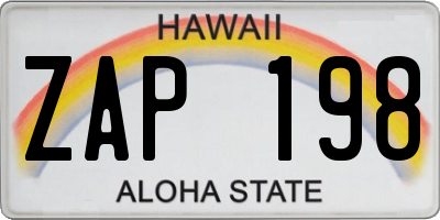 HI license plate ZAP198