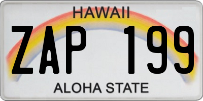 HI license plate ZAP199