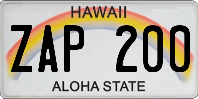 HI license plate ZAP200