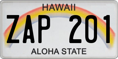 HI license plate ZAP201