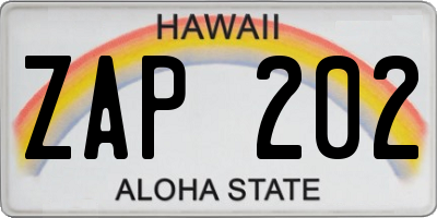 HI license plate ZAP202