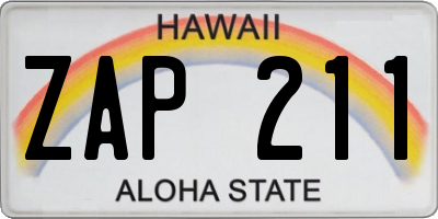 HI license plate ZAP211