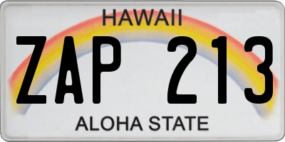 HI license plate ZAP213
