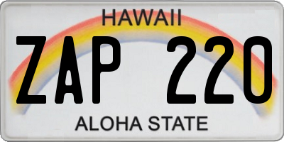 HI license plate ZAP220