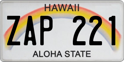 HI license plate ZAP221