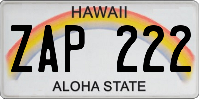 HI license plate ZAP222
