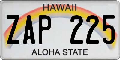 HI license plate ZAP225